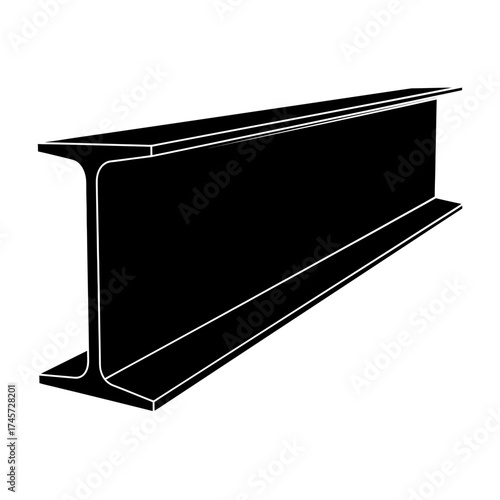 Steel I Beam Structural Construction Metal Profile Engineering Vector Illustration