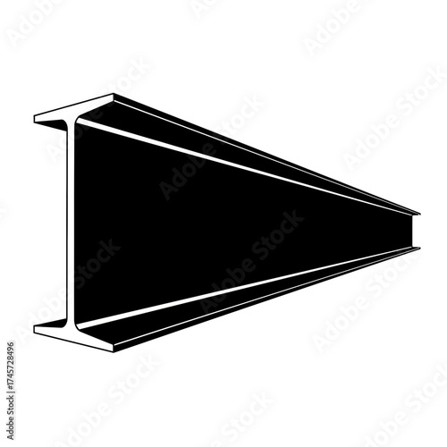 Steel I Beam Structural Construction Metal Profile Engineering Vector Illustration