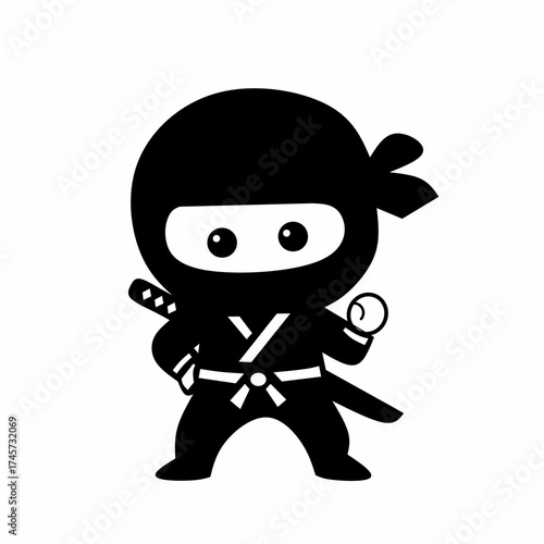 Ninja icon. Simple black ninja logo vector illustration design