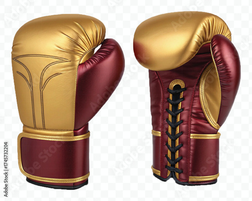 realistic 3d boxing gloves front and back with black view in different color style isolated on transparent background