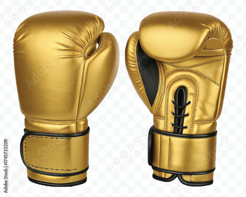realistic 3d boxing gloves front and back with black view in different color style isolated on transparent background