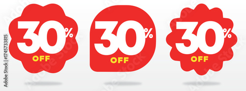 30% off, market, price, tag, purchase, shop, percent, promo, value, payment, sticker, sale, liquidation, offer, discount, money. Vector, icon, set, store