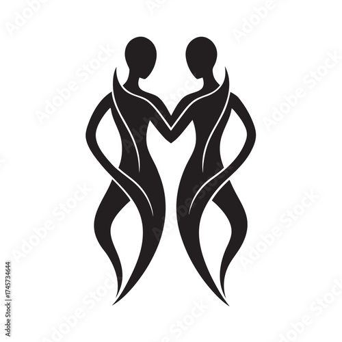 Abstract Couple Embrace Love Silhouette Vector