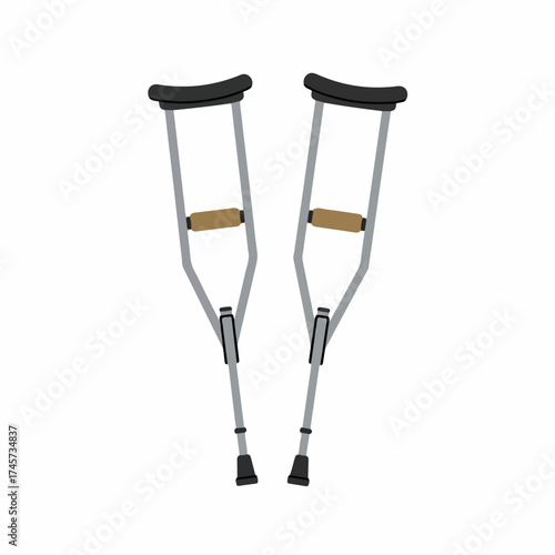Simple Flat Style Pair of Crutches Mobility Aid Medical Illustration