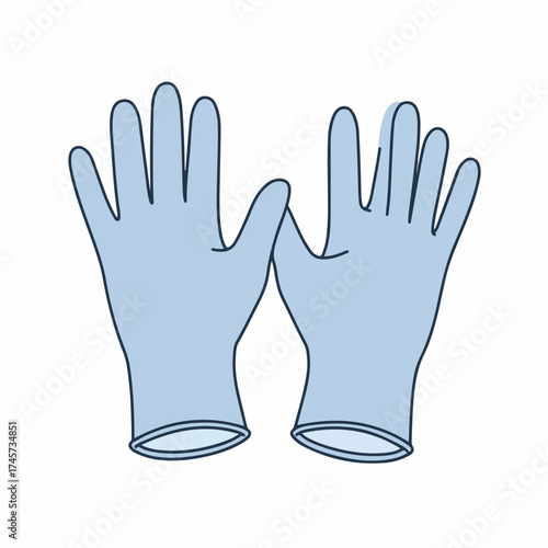 Simple Line Art Pair of Medical Gloves Hygiene Accessory Illustration