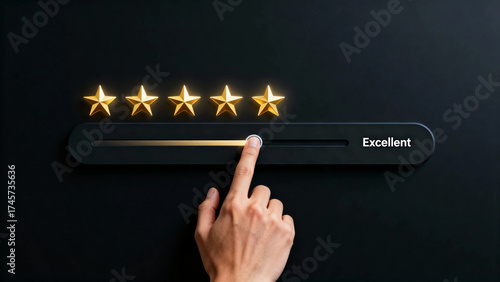 Hand sliding a 5-star rating bar to 