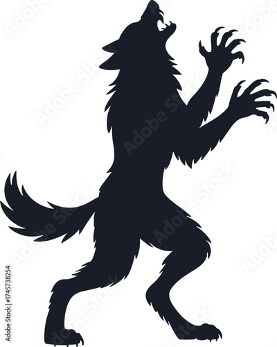 Black werewolf howling at the moon a striking silhouette on transparent background