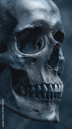 Spooky black skull captured in Halloween spirit