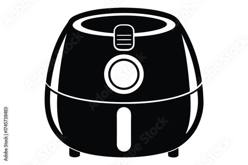 Black Silhouette Illustration of a Modern Air Fryer Kitchen Appliance Style Icon