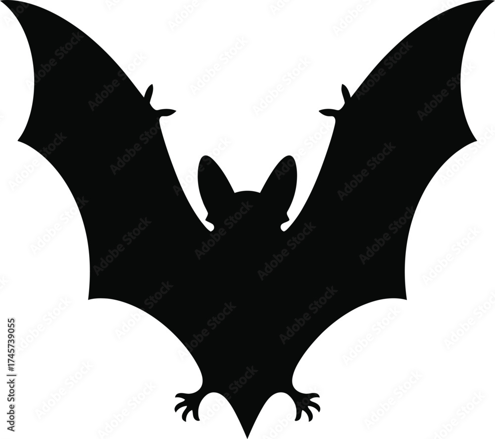 Fototapeta premium A striking black bat illustration with outstretched wings on transparent background silhouette