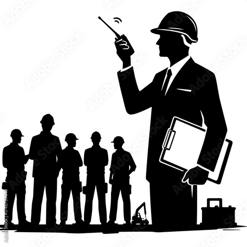 Engineer Holding Clipboard and Walkie Talkie