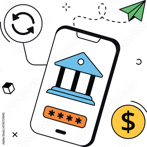 Mobile Banking App Illustration