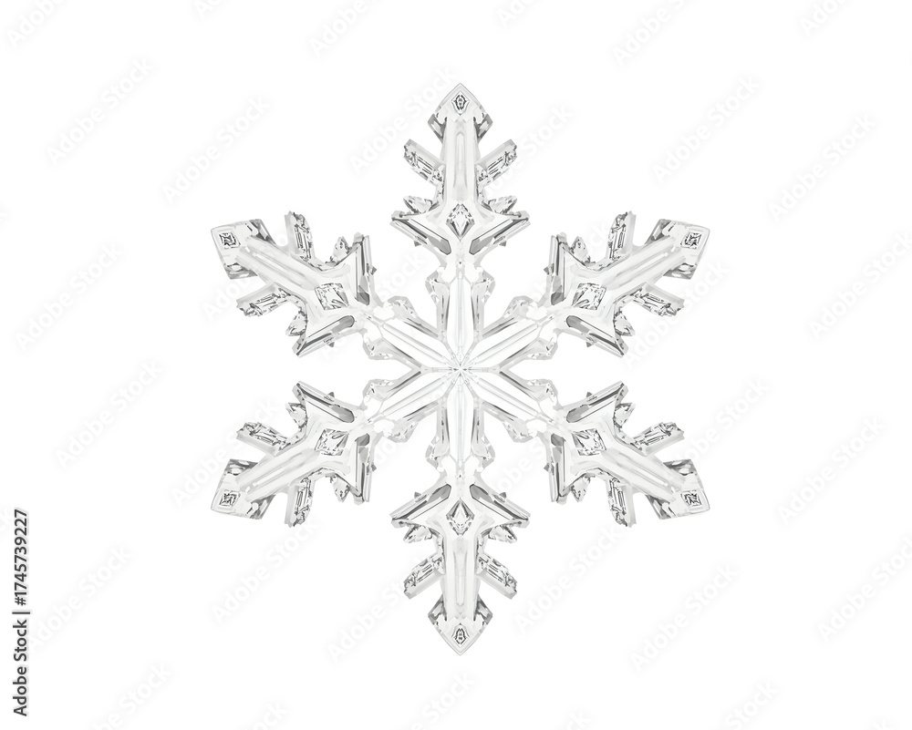 Fototapeta premium Detailed macro photograph of a beautiful ice crystal snowflake symbol of winter holidays
