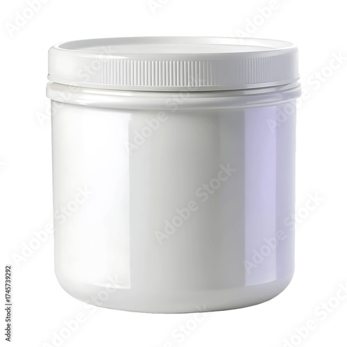 Wallpaper Mural  White plastic jar with screw lid, clean minimalist style, white and glossy colors, product packaging or storage use, with copy space Torontodigital.ca