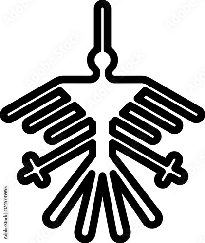 Nazca Lines Geoglyph Condor bird clip art icon symbol, Peruvian culture, ancient Nazca civilization, isolated line vector illustration