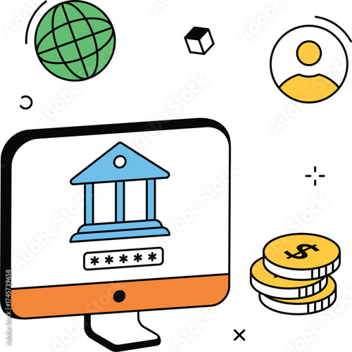 Online Banking Desktop Illustration