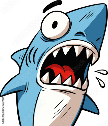 Funny Cartoon Shark with Surprised Expression
