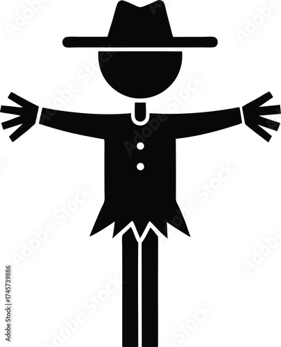 Scarecrow silhouette vector art illustration