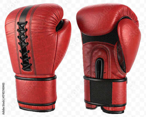 realistic 3d boxing gloves front and back with black view in different color style isolated on transparent background