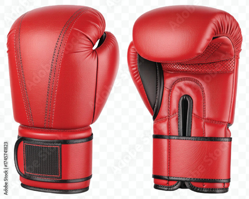 realistic 3d boxing gloves front and back with black view in different color style isolated on transparent background