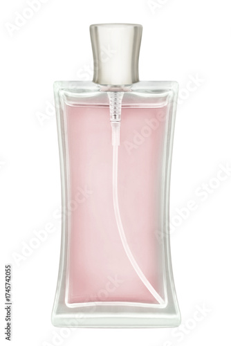 1 Flakon aus Glas mit Parfum und Hintergrund transparent PNG cut out