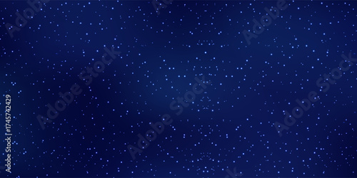 Realistic starry sky glow, Starry nights with bright shiny stars, Shining stars in dark night galaxy background. Vector illustration.