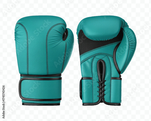 realistic 3d boxing gloves front and back with black view in different color style isolated on transparent background