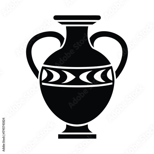 Ancient amphora vase silhouette icon
