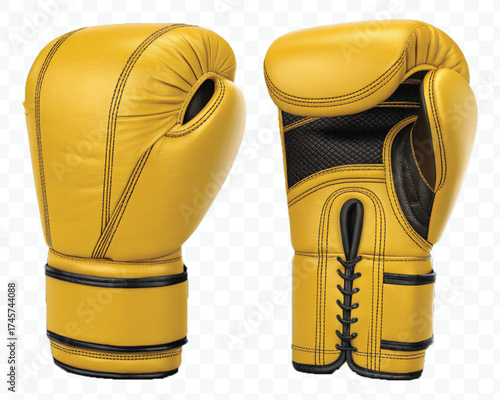 realistic 3d boxing gloves front and back with black view in different color style isolated on transparent background