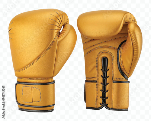 realistic 3d boxing gloves front and back with black view in different color style isolated on transparent background