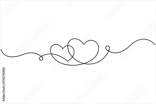One line art drawing of heart. Love sign in continuous one line art drawing. Minimalistic modern line art vector illustration