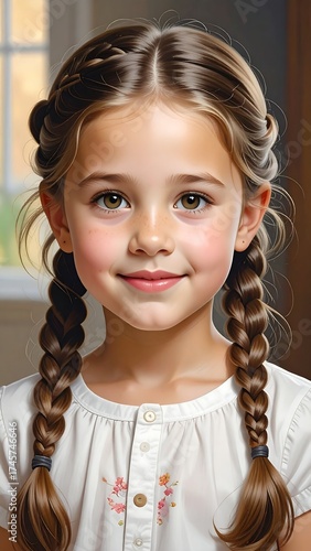 Portrait of a smiling young girl with braided hair (1)