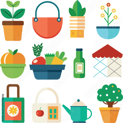 Set of gardening tools on transparent background