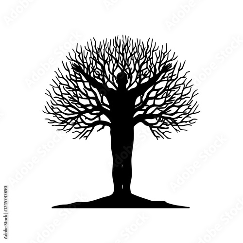 Tree of Life Human Silhouette Vector