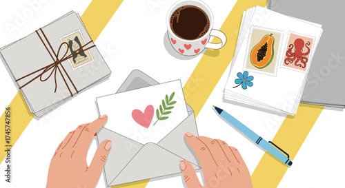 Sending a heartfelt letter with love and care to someone special.