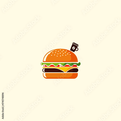 Burger icon flat vector design.