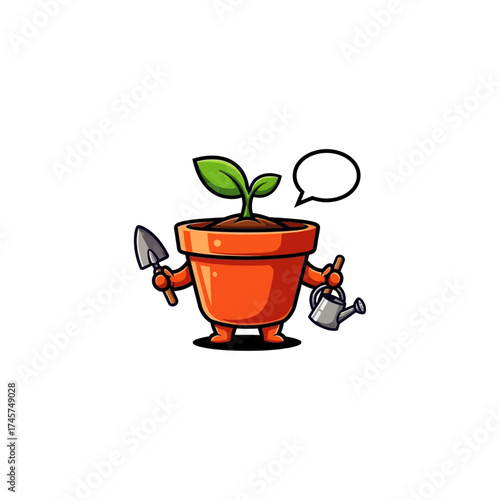 Flower pot icon flat vector design.