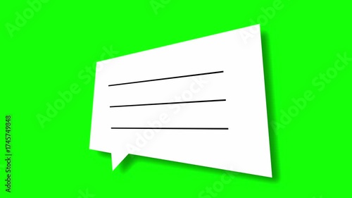 A comment box popup animation and shaking effect on green screen
