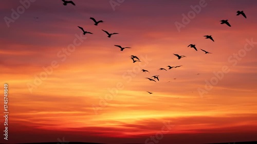 Wallpaper Mural birds flying in the sunset Torontodigital.ca