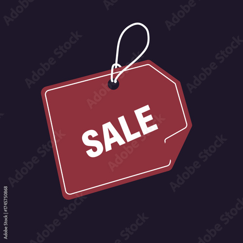 Red Sale Tag Icon Illustrative Digital Artwork for Promotional Retail and Business Discounts
