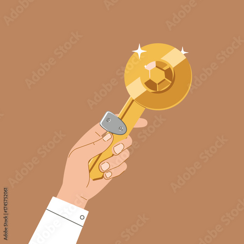 Hand holding a sparkling golden key or tool, embodying the concept of valuable solutions, premium achievement, business success, or unlocking significant potential and opportunities