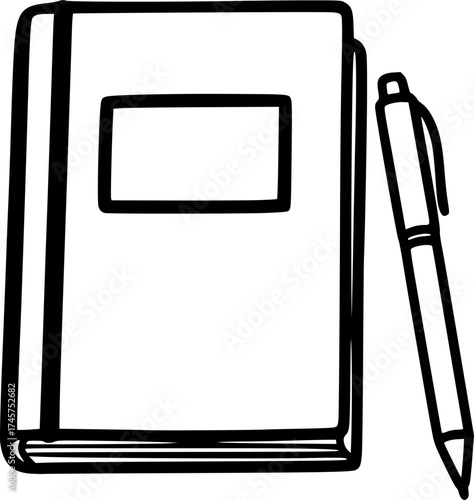  vector illustration of a notebook and a pen