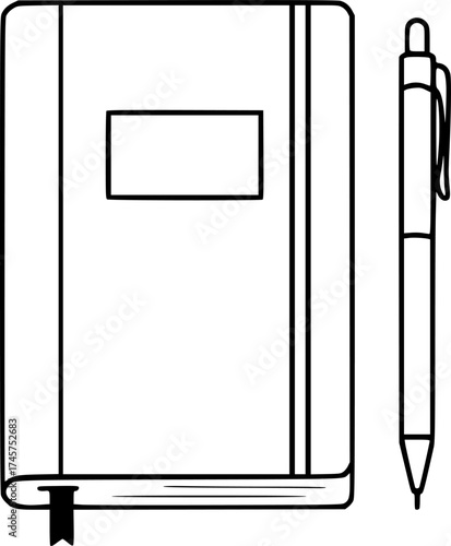  vector illustration of a notebook and a pen