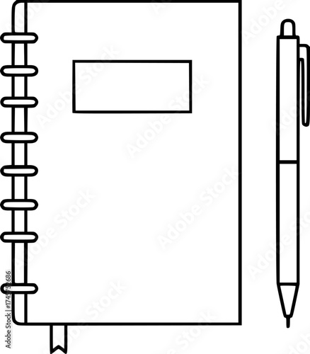  vector illustration of a notebook and a pen