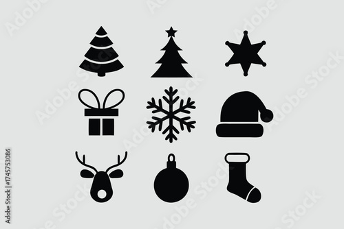  silhouette vector illustration featuring a collection of Christmas.