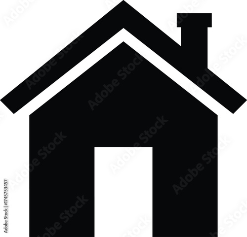Simple house icon silhouette, flat vector illustration for real estate, home design, property listings, navigation, apps, websites, and UI design projects