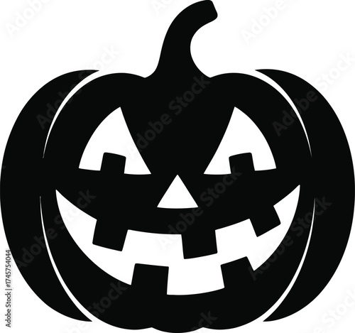 Black halloween pumpkin jack o lantern illustration perfect for designs on transparent background silhouette