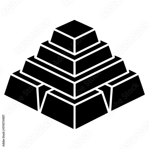 Gold bars stack vector icon