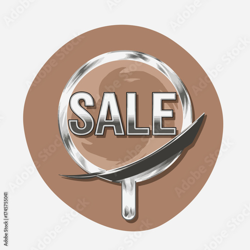 Modern metallic 'SALE' graphic icon with an elegant design, perfect for digital marketing and e-commerce promotions, highlighting discounts and special offers