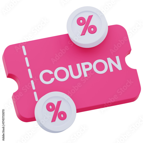 3D Discount Coupon Illustration
